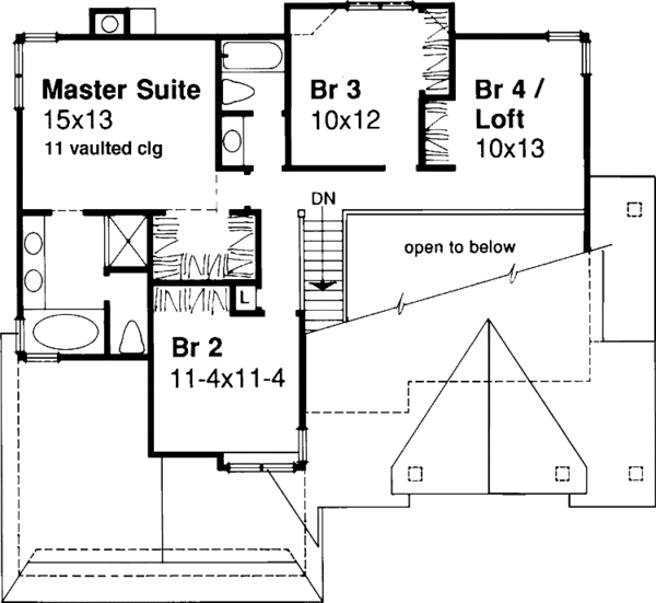House Blueprint - Traditional Floor Plan - Upper Floor Plan #320-570