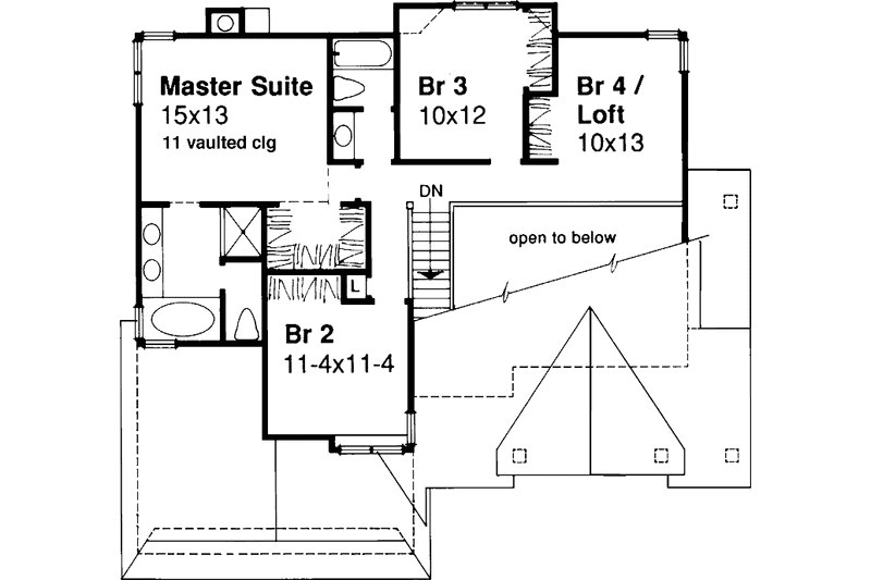 House Blueprint - Floor Plan - Upper Floor for Traditional House Plan #320-570 - 4 bed, 2.5 bath