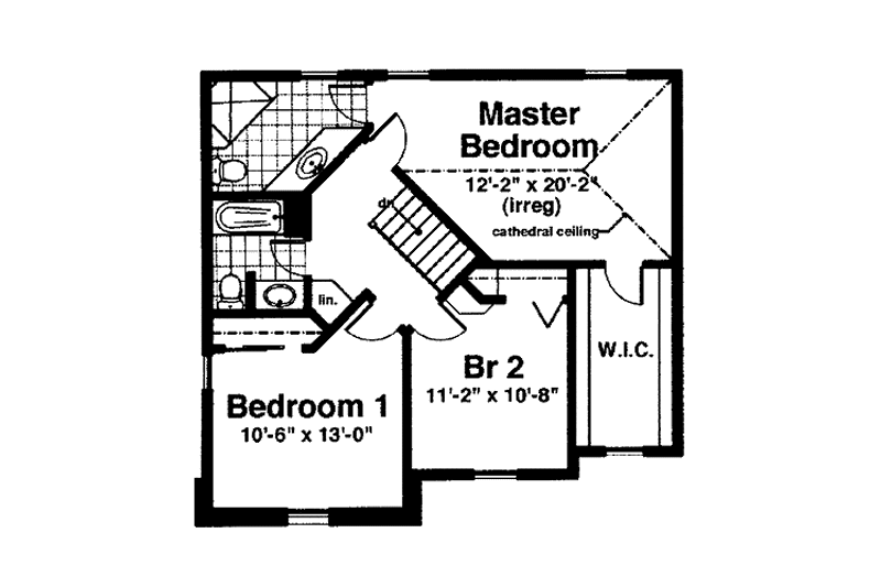 House Blueprint - Floor Plan - Upper Floor for Prairie House Plan #965-10 - 3 bed, 2.5 bath