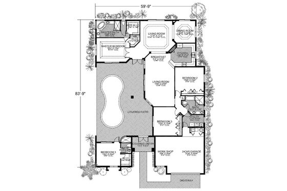 Floor Plan - Main Floor for Mediterranean House Plan #420-212 - 4 bed, 3 bath