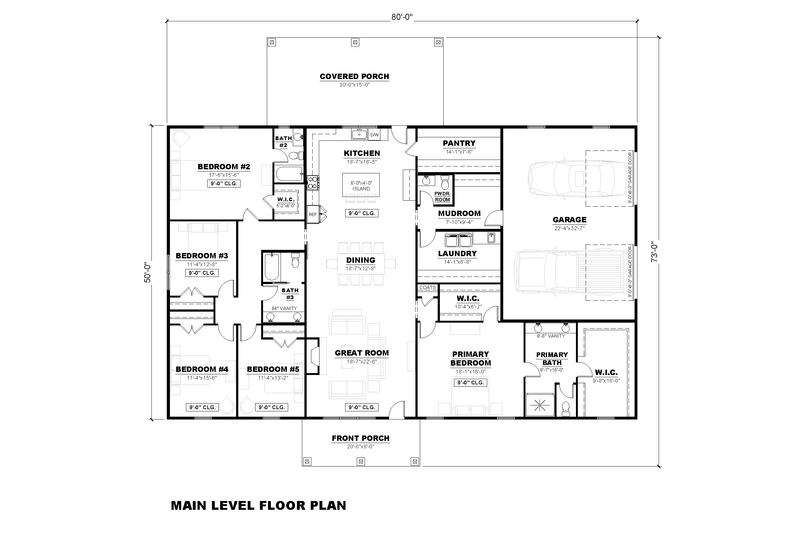 House Plan Design - Floor Plan - Main Floor for Barndominium House Plan #1117-46 - 5 bed, 3.5 bath