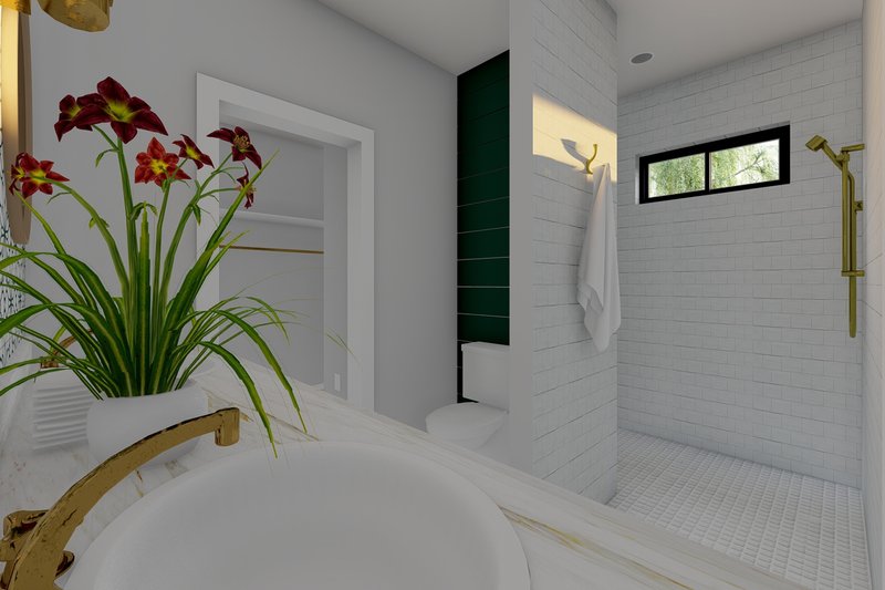 House Blueprint - Interior - Master Bathroom 2 for Farmhouse House Plan #126-176 - 1 bed, 1.5 bath