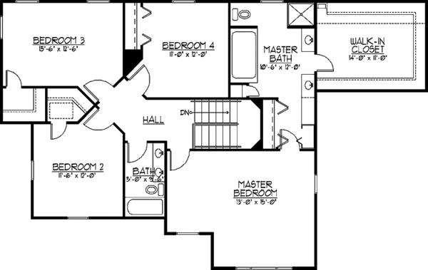 Architectural House Design - Colonial Floor Plan - Upper Floor Plan #978-15