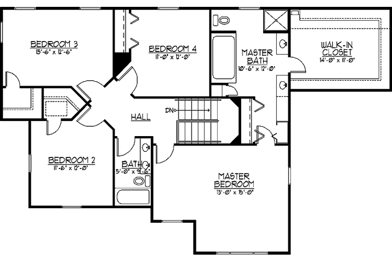 Dream House Plan - Floor Plan - Upper Floor for Colonial House Plan #978-15 - 4 bed, 2.5 bath