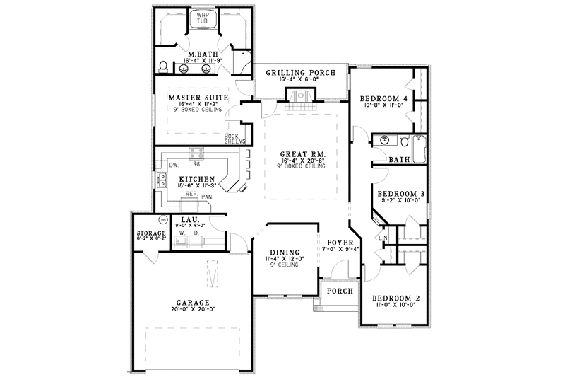 Dream House Plan - Floor Plan - Main Floor for Ranch House Plan #17-3179 - 4 bed, 2 bath