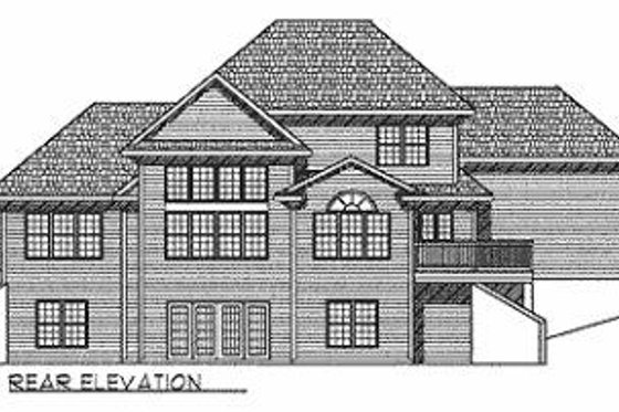 Exterior - Rear Elevation for Mediterranean House Plan #70-513 - 3 bed, 2.5 bath