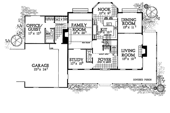 Floor Plan - Main Floor for Country House Plan #72-840 - 4 bed, 3.5 bath
