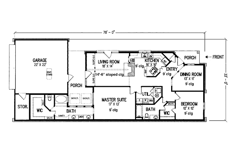 Home Plan - Floor Plan - Main Floor for Traditional House Plan #45-523 - 2 bed, 2 bath