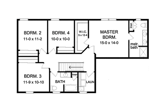 Floor Plan - Upper Floor for Colonial House Plan #1010-116 - 4 bed, 2.5 bath