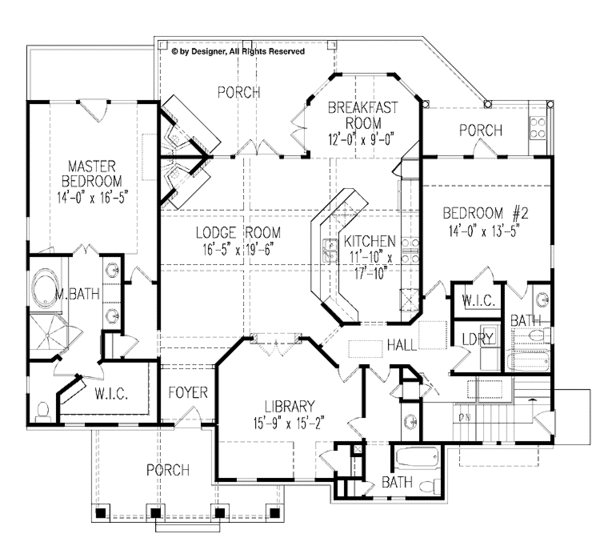 Dream House Plan - Craftsman Floor Plan - Main Floor Plan #54-275
