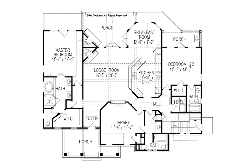 Dream House Plan - Floor Plan - Main Floor for Craftsman House Plan #54-275 - 2 bed, 3 bath