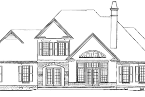 Exterior - Rear Elevation for European House Plan #929-322 - 3 bed, 2.5 bath