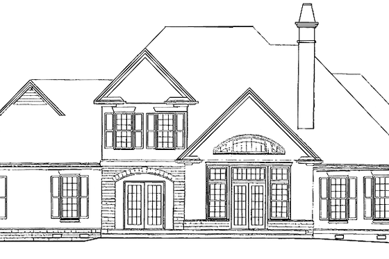 Exterior - Rear Elevation for European House Plan #929-322 - 3 bed, 2.5 bath
