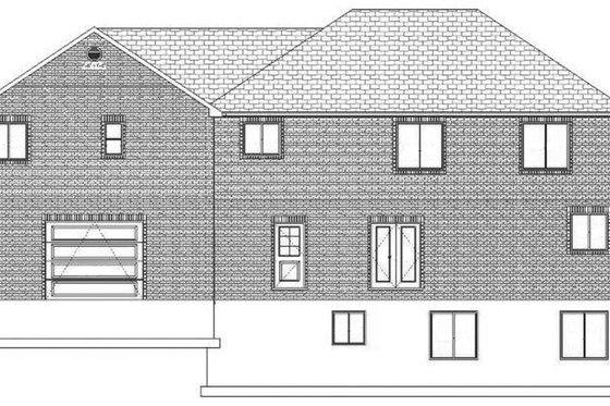Exterior - Rear Elevation 2 for Traditional House Plan #1060-18 - 7 bed, 4 bath