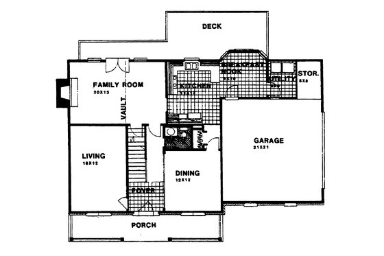 Floor Plan - Main Floor for Farmhouse House Plan #30-273 - 3 bed, 2.5 bath