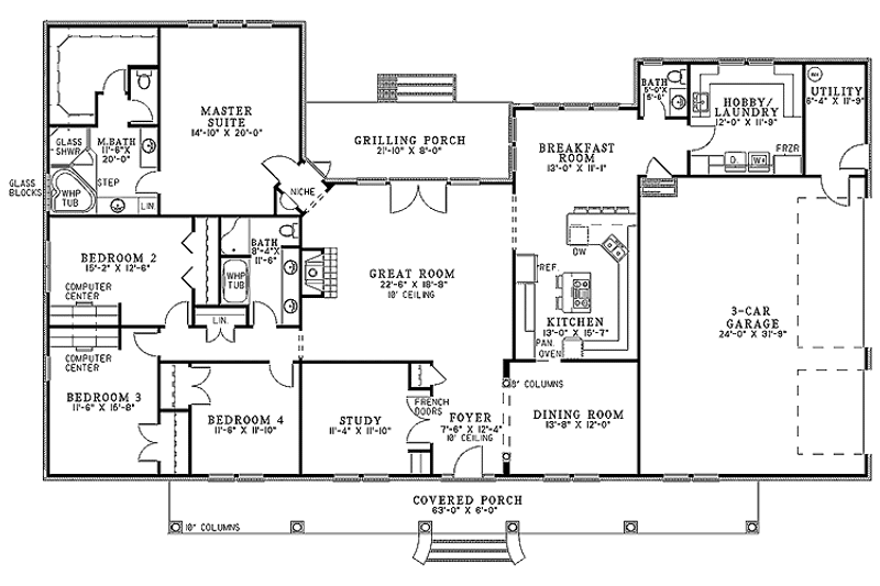Dream House Plan - Floor Plan - Main Floor for Country House Plan #17-2680 - 4 bed, 2.5 bath