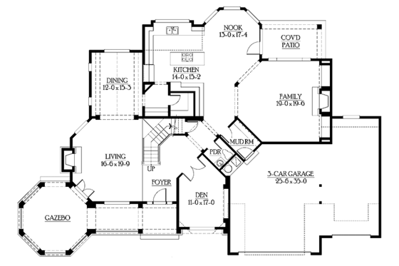 Floor Plan - Main Floor for Craftsman House Plan #132-238 - 4 bed, 3.5 bath