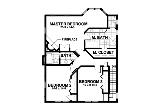 Floor Plan - Upper Floor for Traditional House Plan #1042-7 - 3 bed, 2.5 bath