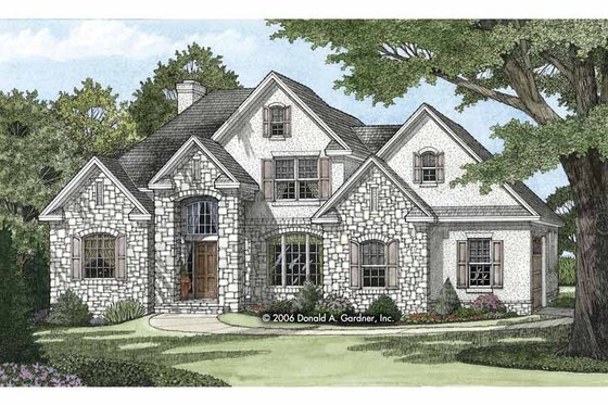 Exterior - Front Elevation 3 for European House Plan #929-816 - 4 bed, 3 bath
