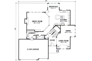 Floor Plan - Main Floor for European House Plan #67-575 - 4 bed, 3.5 bath