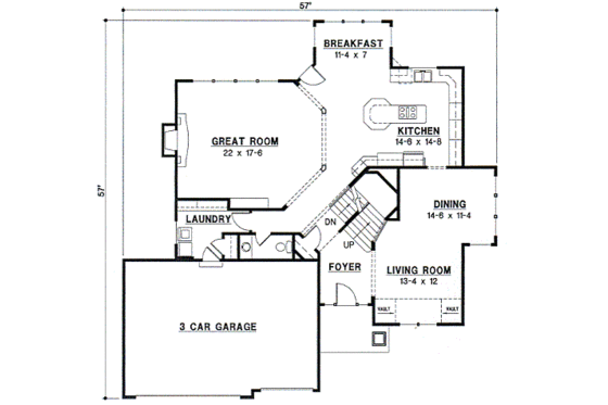 Floor Plan - Main Floor for European House Plan #67-575 - 4 bed, 3.5 bath