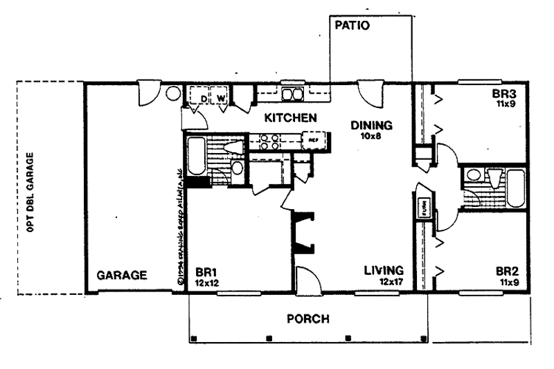 Architectural House Design - Floor Plan - Main Floor for Country House Plan #30-237 - 3 bed, 2 bath
