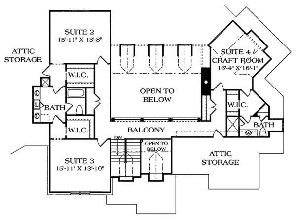 Home Plan - Craftsman Floor Plan - Upper Floor Plan #453-455