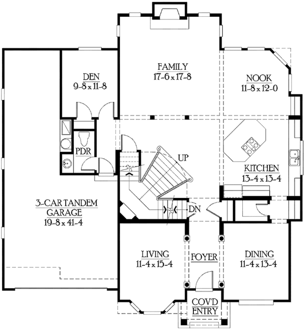 House Blueprint - Craftsman Floor Plan - Main Floor Plan #132-435