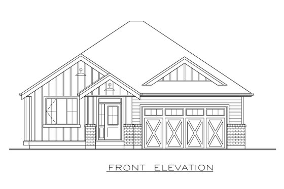 Exterior - Front Elevation 3 for Farmhouse House Plan #1100-13 - 2 bed, 2 bath