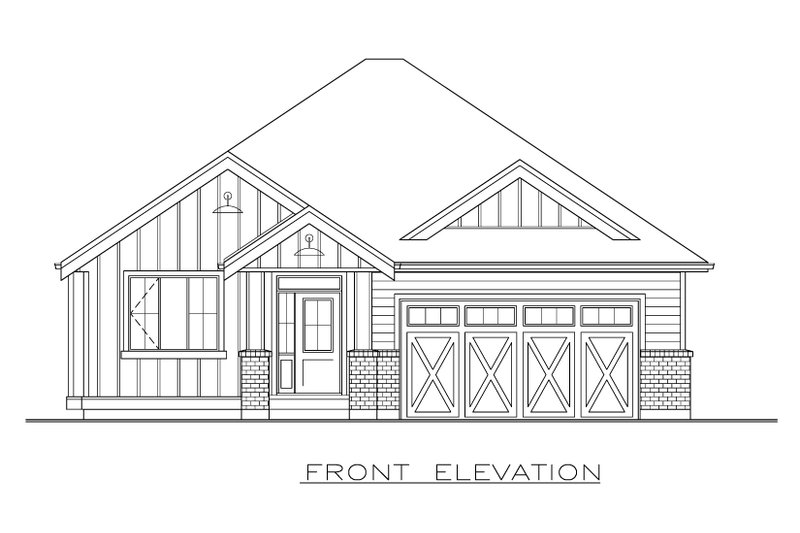 House Blueprint - Exterior - Front Elevation 3 for Farmhouse House Plan #1100-13 - 2 bed, 2 bath