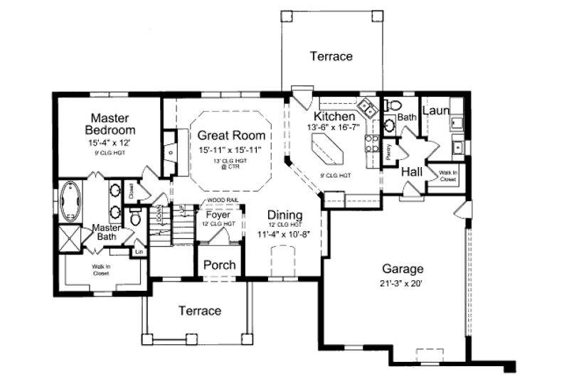Home Plan - Floor Plan - Main Floor for European House Plan #46-453 - 3 bed, 2.5 bath