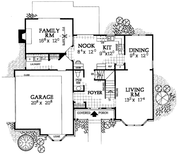 Architectural House Design - Colonial Floor Plan - Main Floor Plan #72-1072