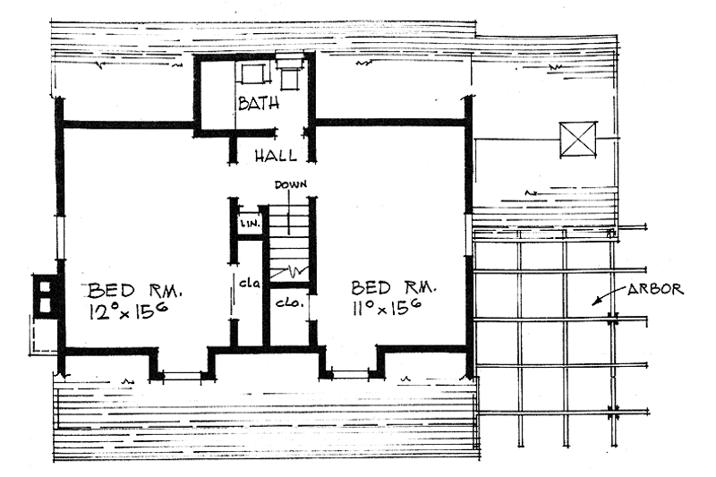 Architectural House Design - Floor Plan - Upper Floor for Colonial House Plan #315-113 - 3 bed, 2 bath