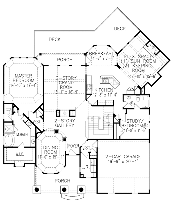 Architectural House Design - Traditional Floor Plan - Main Floor Plan #54-305