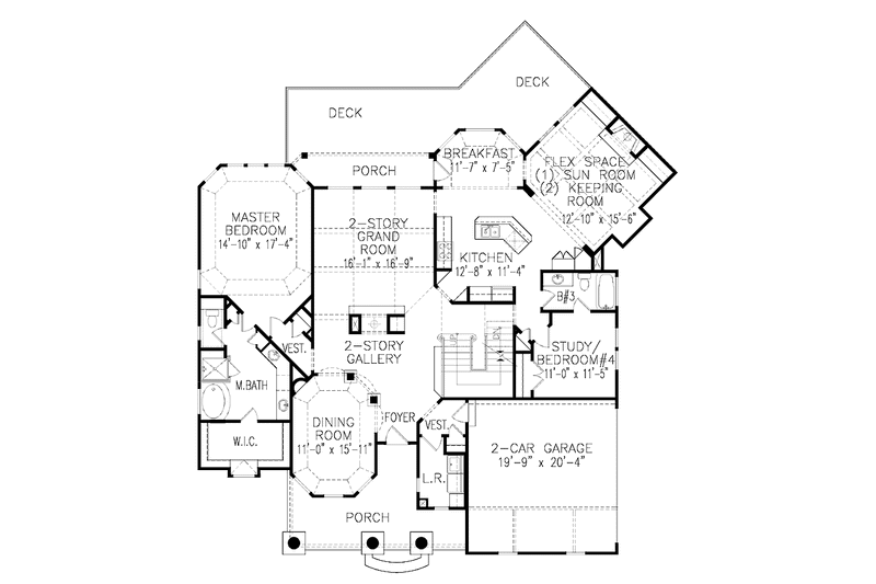 Home Plan - Floor Plan - Main Floor for Traditional House Plan #54-305 - 4 bed, 3 bath