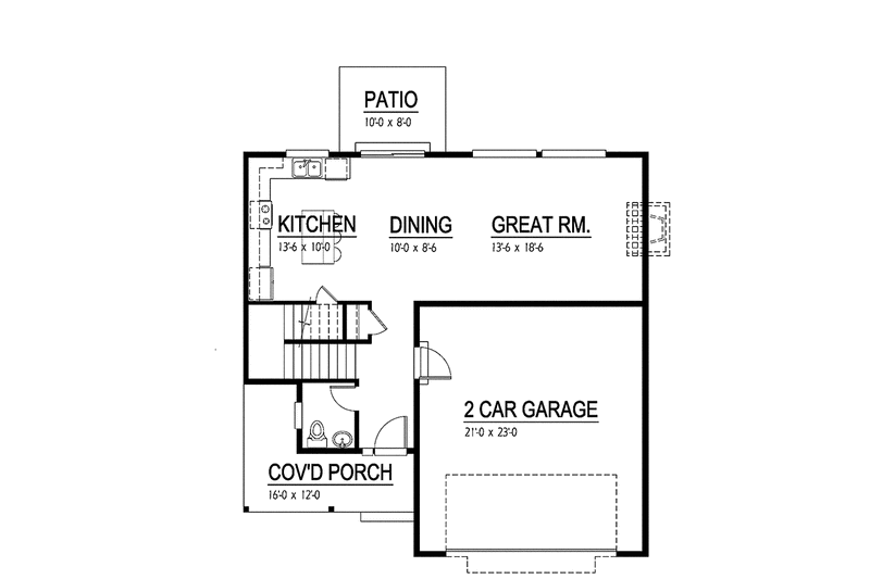 House Design - Floor Plan - Main Floor for Contemporary House Plan #569-15 - 3 bed, 2.5 bath