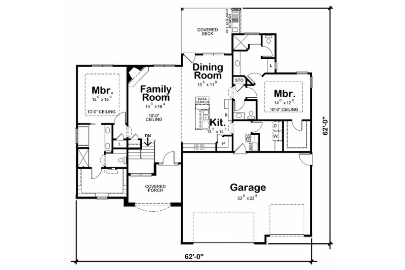 Dream House Plan - Floor Plan - Main Floor for Traditional House Plan #20-2178 - 2 bed, 3 bath