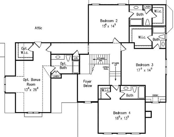 House Design - Traditional Floor Plan - Upper Floor Plan #927-480