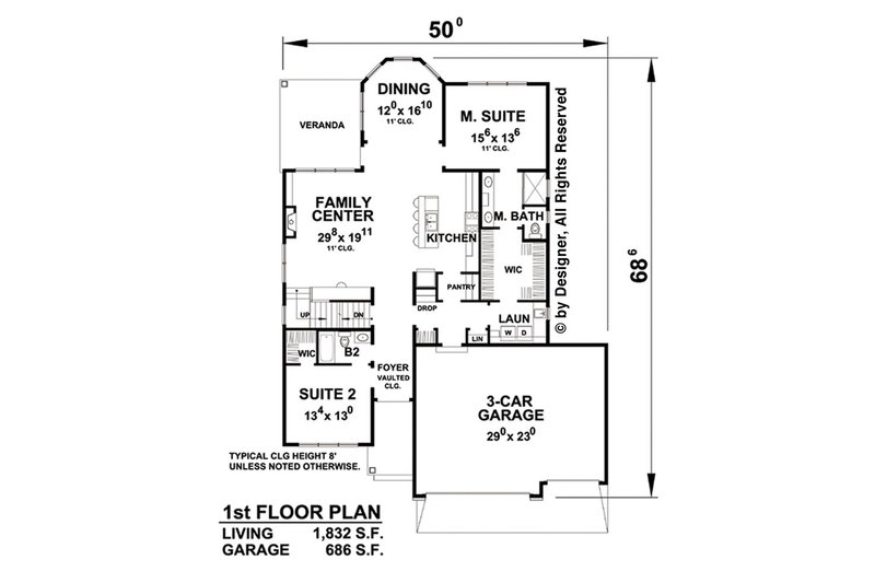 Home Plan - Floor Plan - Main Floor for Traditional House Plan #20-2266 - 3 bed, 3 bath