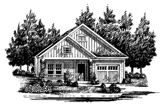 Exterior - Front Elevation 3 for Craftsman House Plan #927-303 - 2 bed, 2 bath