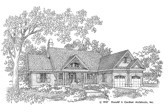 Exterior - Front Elevation 3 for Country House Plan #929-314 - 3 bed, 2 bath