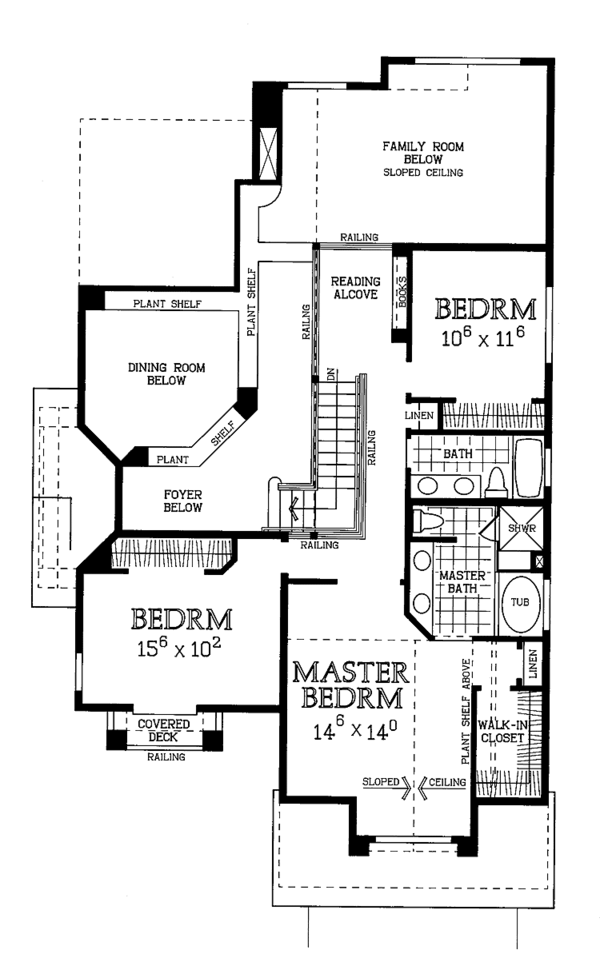 House Blueprint - Traditional Floor Plan - Upper Floor Plan #72-958