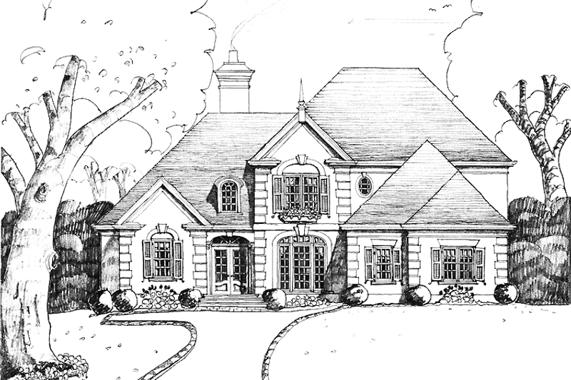Home Plan - Exterior - Front Elevation 3 for European House Plan #429-274 - 4 bed, 3 bath