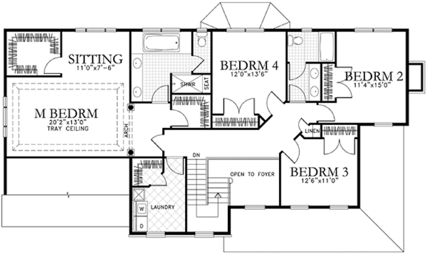 House Blueprint - Country Floor Plan - Upper Floor Plan #1029-17