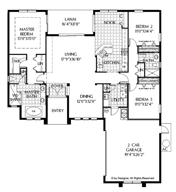 Home Plan - Mediterranean Floor Plan - Main Floor Plan #999-118