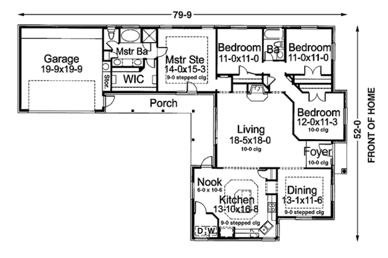 Floor Plan - Main Floor for Traditional House Plan #120-210 - 4 bed, 2 bath