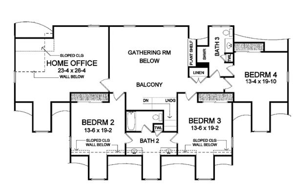 Architectural House Design - Colonial Floor Plan - Upper Floor Plan #328-460