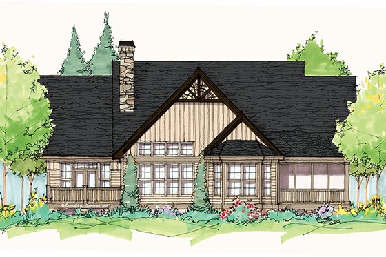 Exterior - Rear Elevation for Craftsman House Plan #929-935 - 3 bed, 3 bath