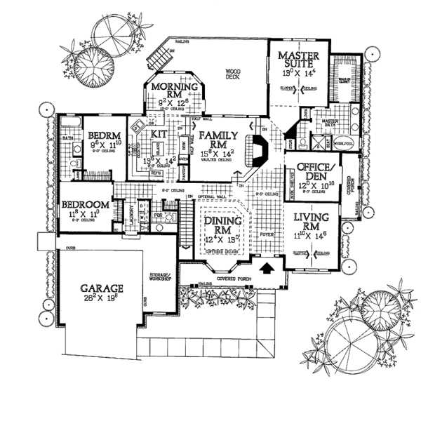 Architectural House Design - Country Floor Plan - Main Floor Plan #72-1002