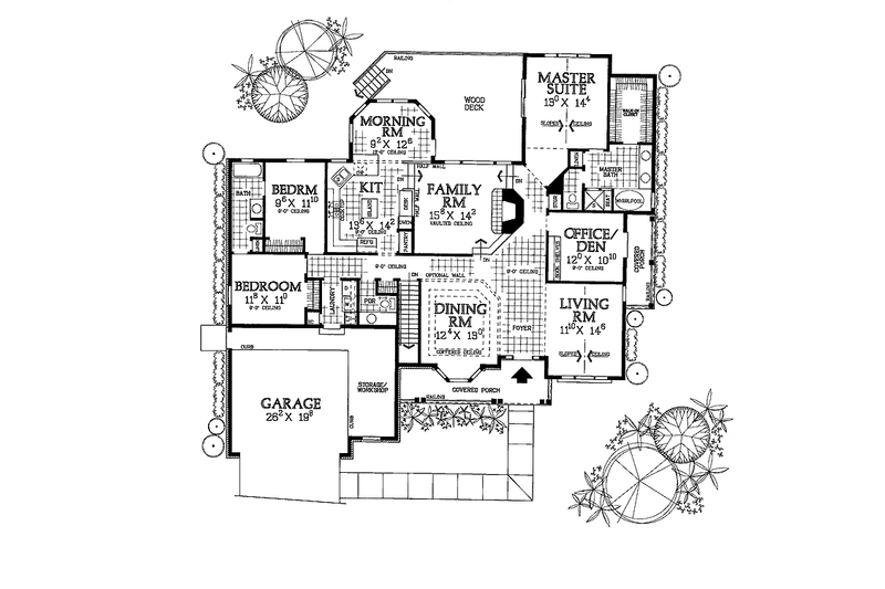 House Blueprint - Floor Plan - Main Floor for Country House Plan #72-1002 - 3 bed, 2.5 bath